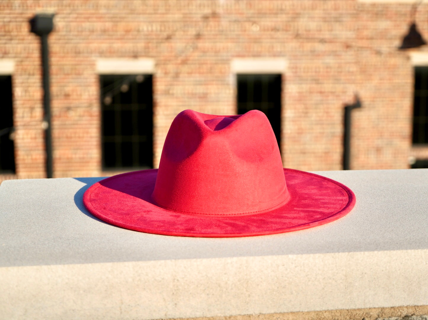 Atlanta Suede Wide Brim Fedora - Watermelon