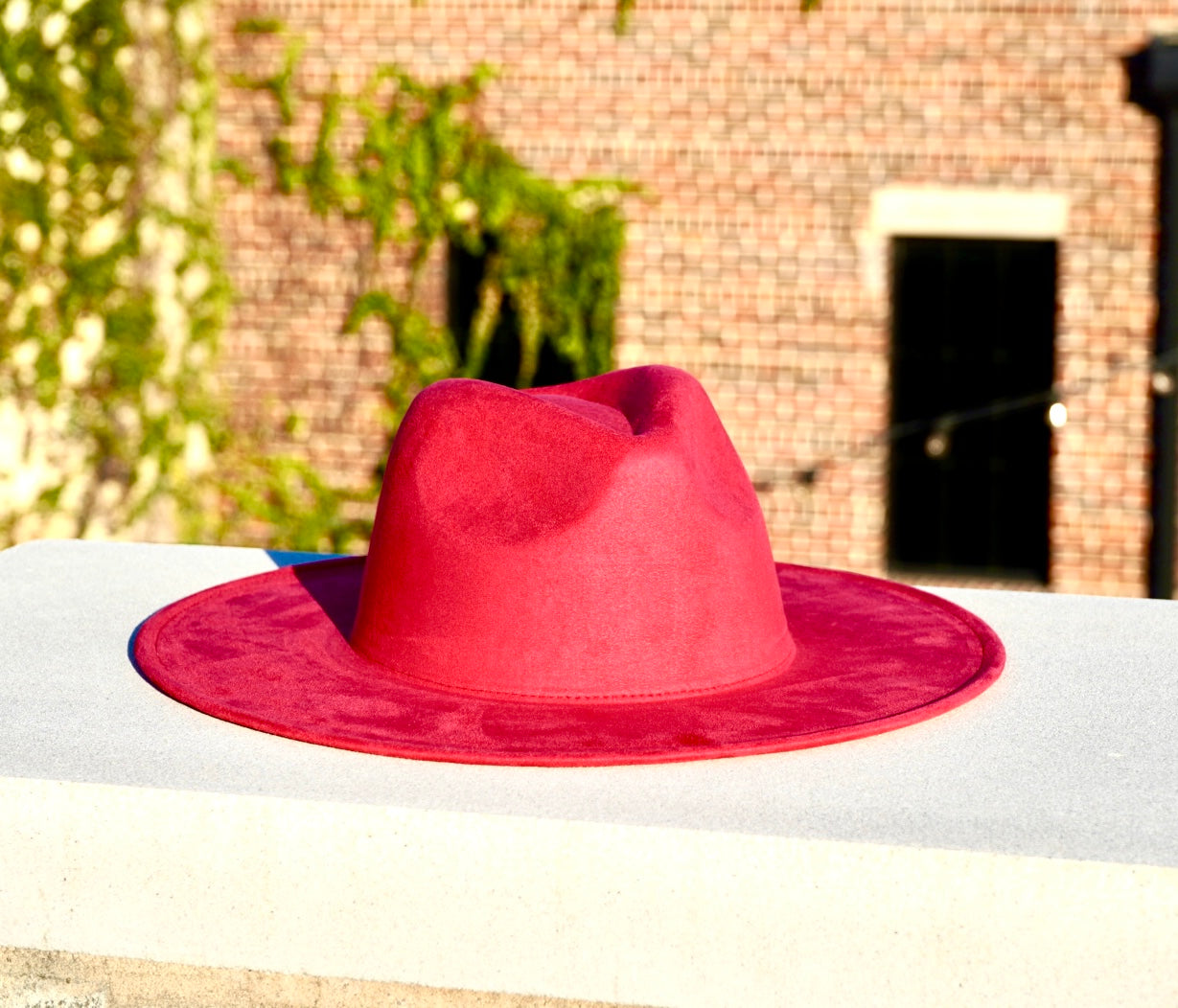 Atlanta Suede Wide Brim Fedora - Watermelon