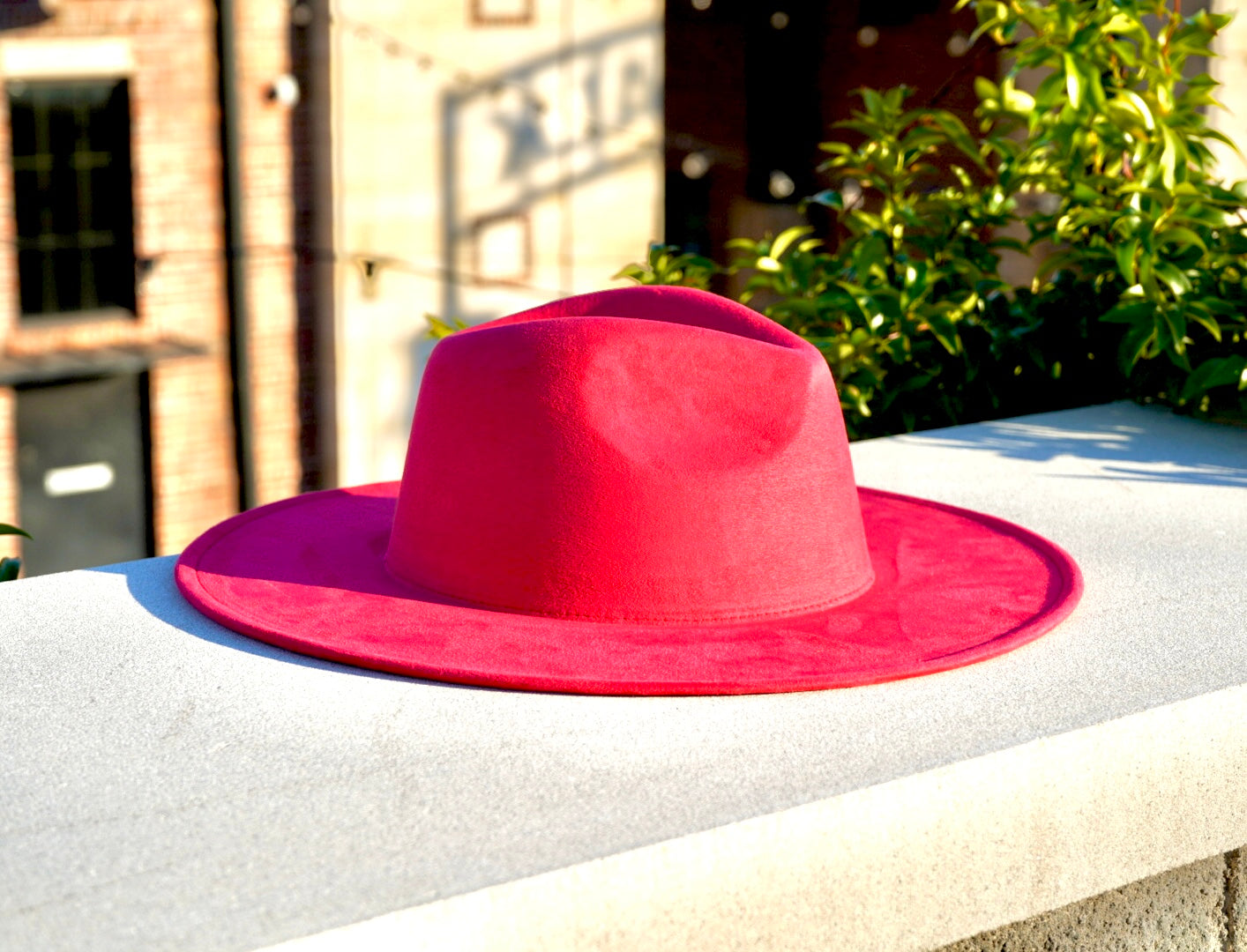 Atlanta Suede Wide Brim Fedora - Watermelon