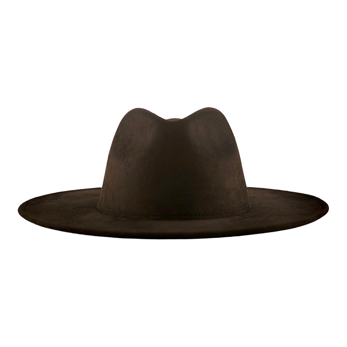 A suede wide brim fedora hat in black color