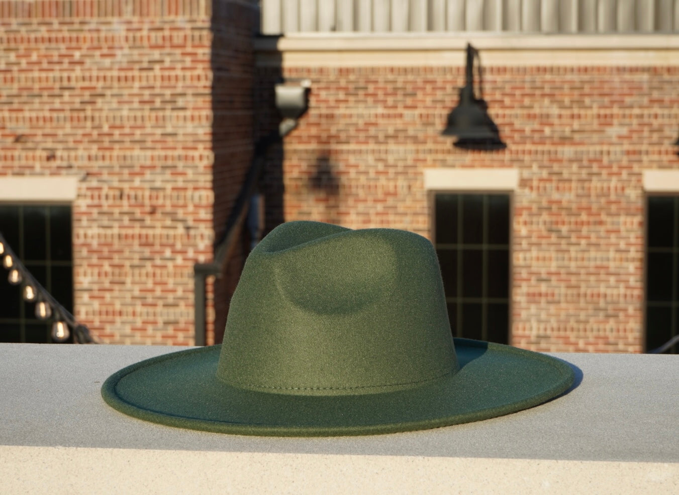 Atlanta Wide Brim Fedora - Olive Green