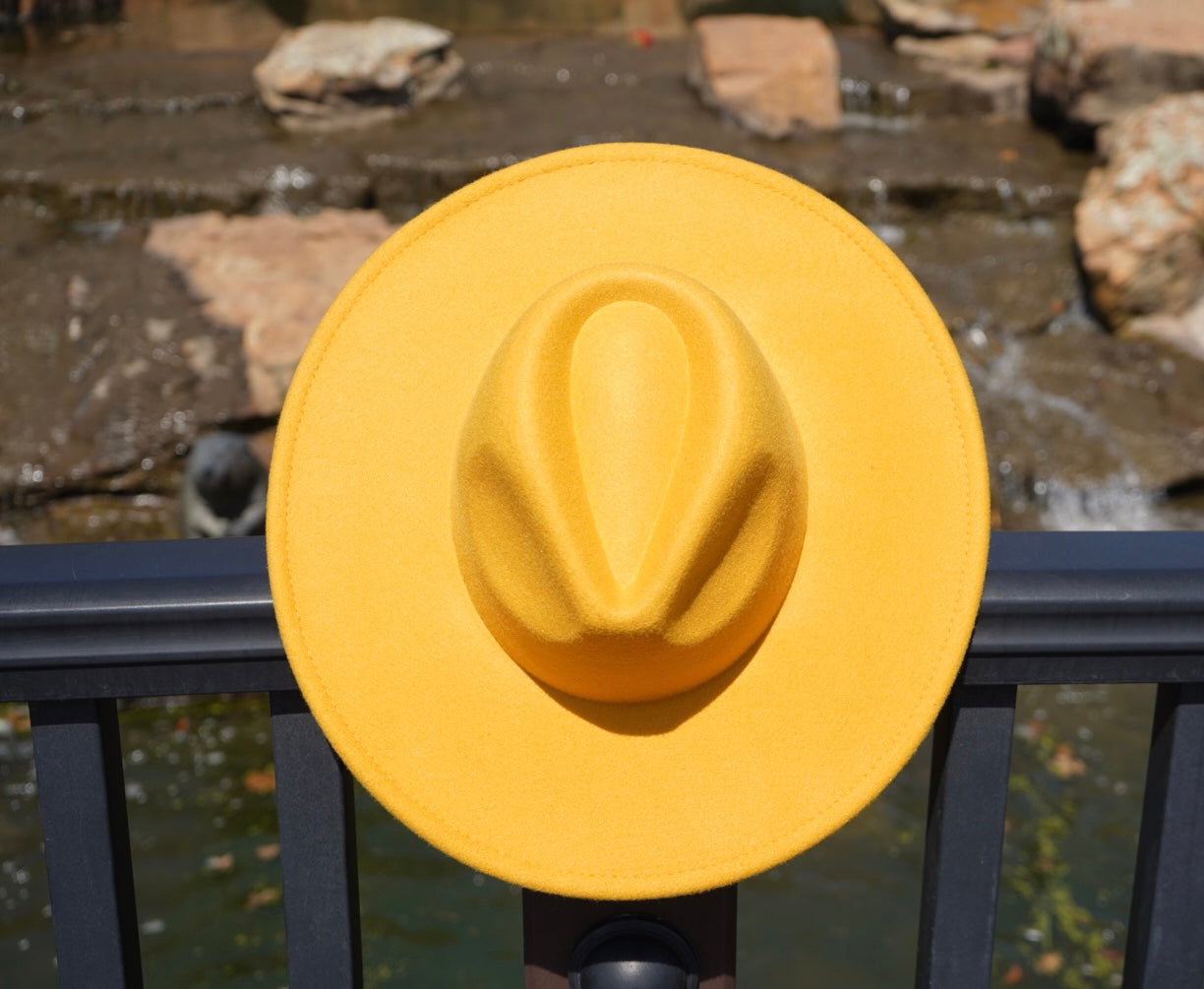 Atlanta Wide Brim Fedora - Yellow